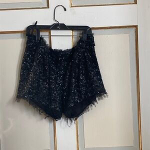 Sparkling Black Fringe Shorts